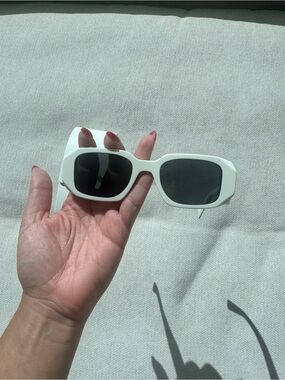 White Retro Prada Rectangle Sunglasses
